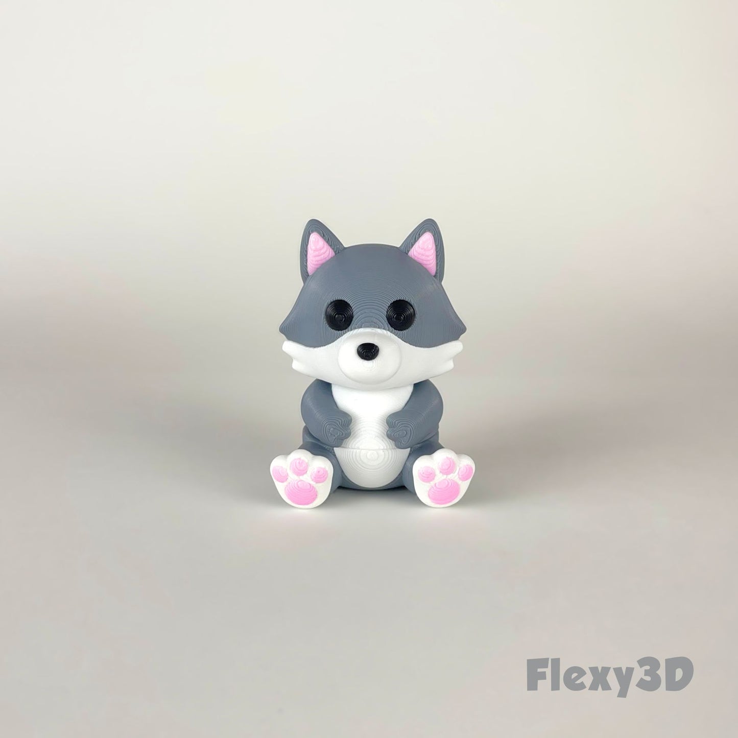 Süßer 3D-gedruckter Wolf als Schlüsselanhänger – Bewegliches Flexi-Tier