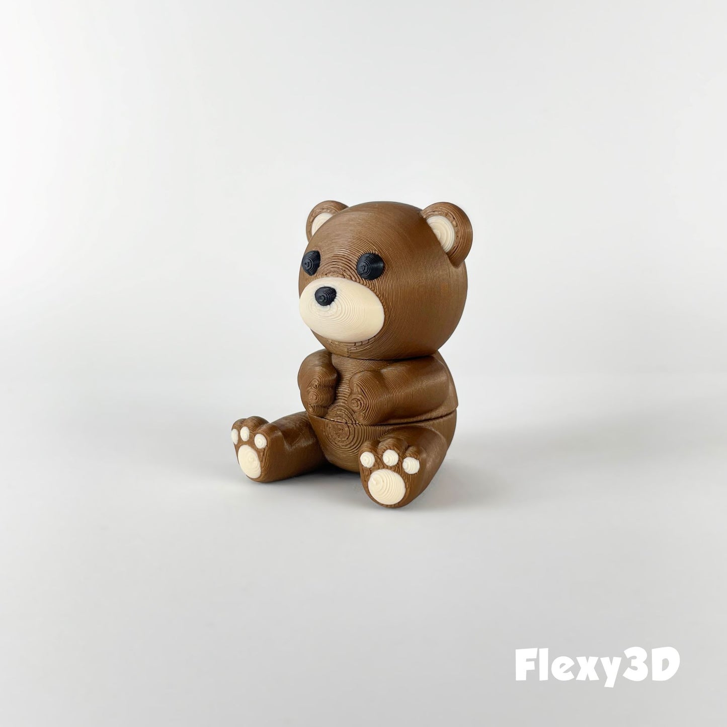 Süßer 3D-gedruckter Braunbär als Schlüsselanhänger – Bewegliches Flexi-Tier