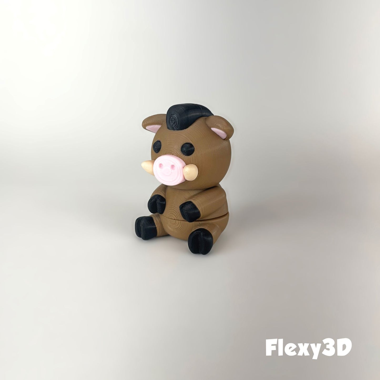 Süßes 3D-gedrucktes Wildschwein als Schlüsselanhänger – Bewegliches Flexi-Tier