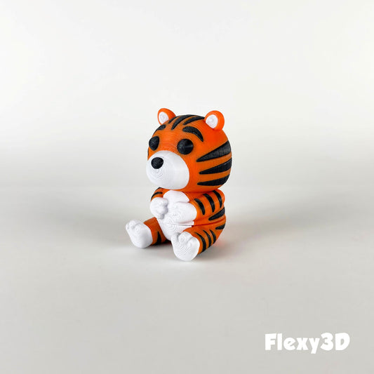 Süßer 3D-gedruckter Tiger als Schlüsselanhänger – Bewegliches Flexi-Tier