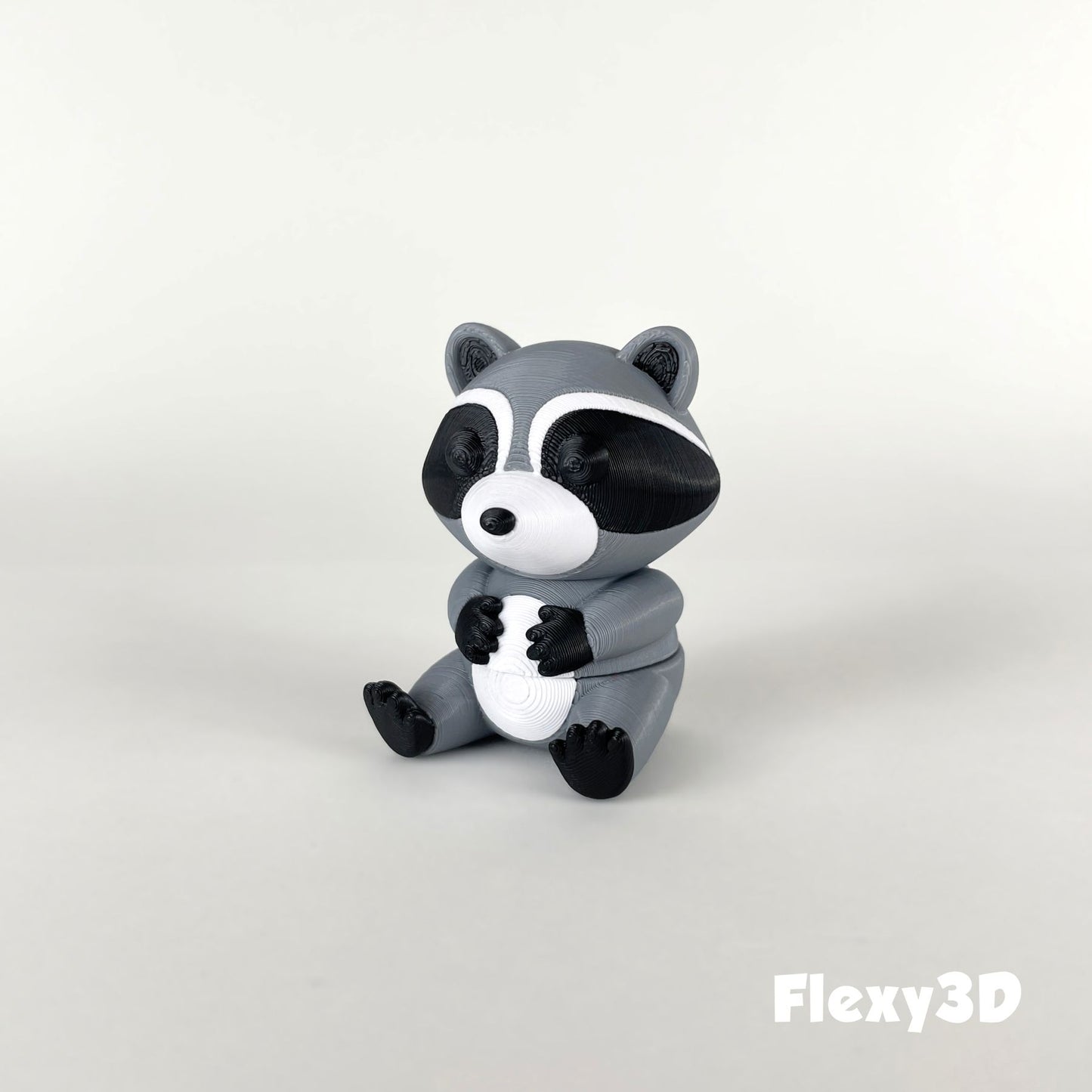 Süßer 3D-gedruckter Waschbär als Schlüsselanhänger – Bewegliches Flexi-Tier