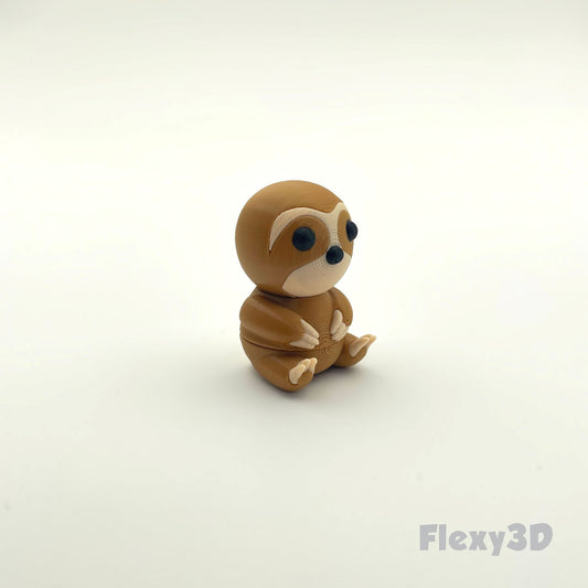 Süßes 3D-gedrucktes Faultier als Schlüsselanhänger – Bewegliches Flexi-Tier