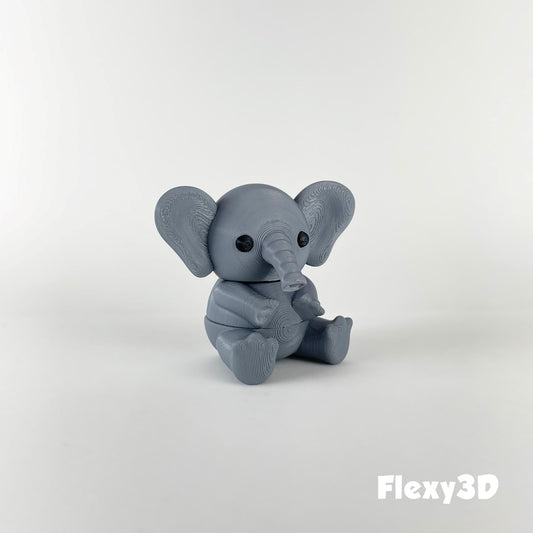 Süßer 3D-gedruckter Elefant als Schlüsselanhänger – Bewegliches Flexi-Tier