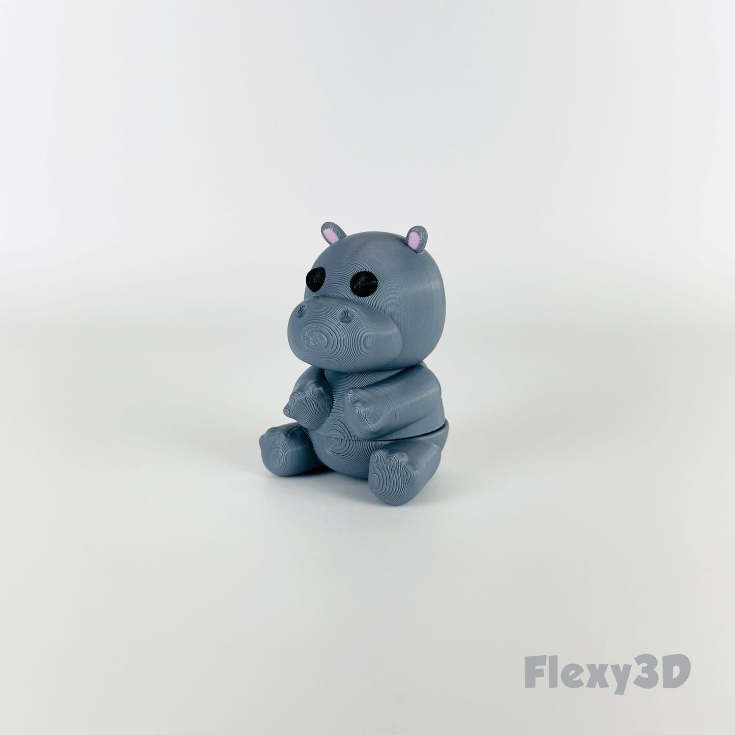 Süßes 3D-gedrucktes Flusspferd als Schlüsselanhänger – Bewegliches Flexi-Tier