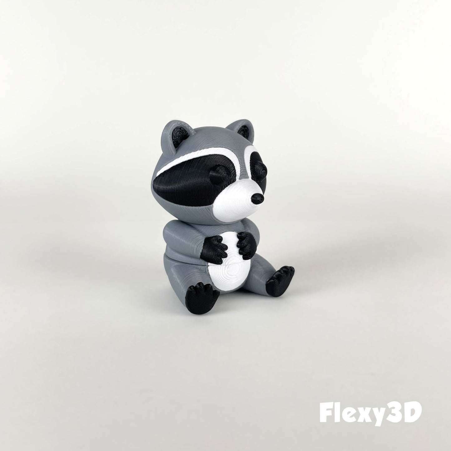 Süßer 3D-gedruckter Waschbär als Schlüsselanhänger – Bewegliches Flexi-Tier