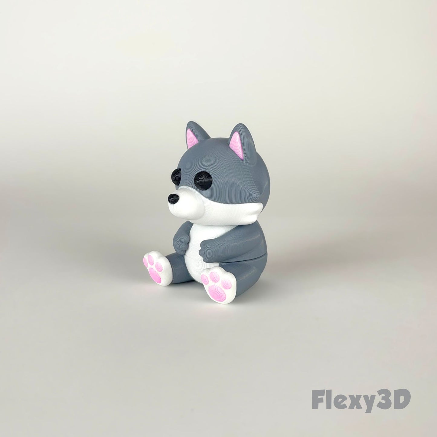 Süßer 3D-gedruckter Wolf als Schlüsselanhänger – Bewegliches Flexi-Tier