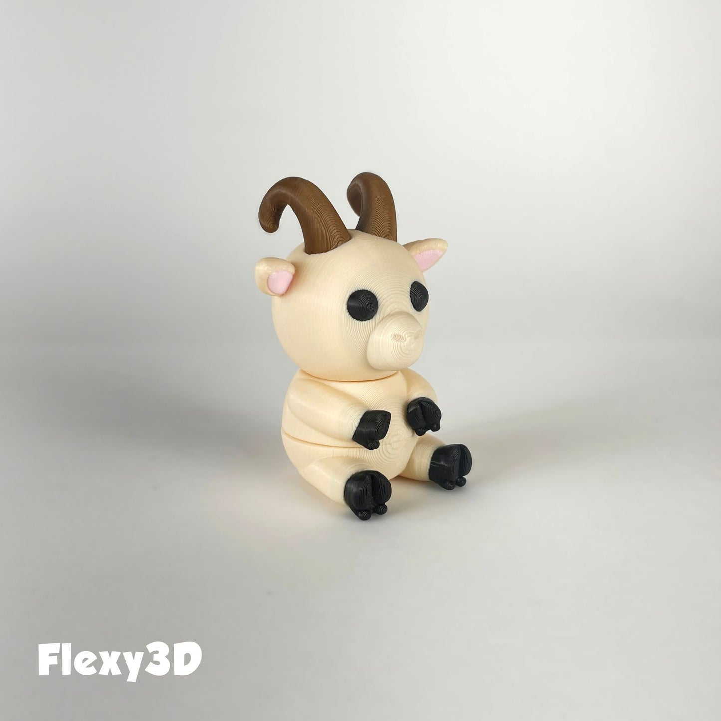 Süße 3D-gedruckte Ziege als Schlüsselanhänger – Bewegliches Flexi-Tier