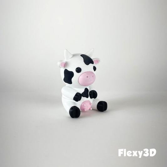 Süße 3D-gedruckte Kuh als Schlüsselanhänger – Bewegliches Flexi-Tier