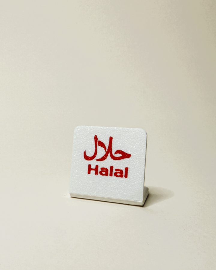 Thekenaufsteller Halal - 3D-Druck, 3,5 cm