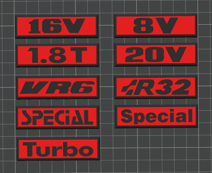 VW Schriftzug zum Aufkleben im 16V-Style – Schwarz/Rot – für Golf 2, Tuning & Klassiker