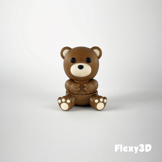 Süßer 3D-gedruckter Braunbär als Schlüsselanhänger – Bewegliches Flexi-Tier