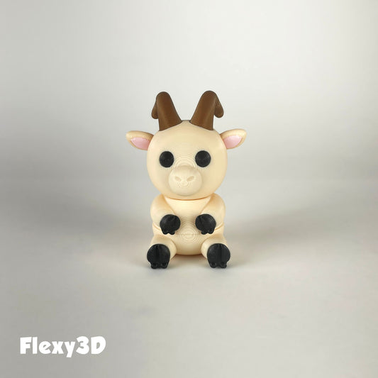 Süße 3D-gedruckte Ziege als Schlüsselanhänger – Bewegliches Flexi-Tier