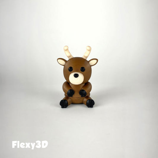 Süßes 3D-gedrucktes Rentier als Schlüsselanhänger – Bewegliches Flexi-Tier