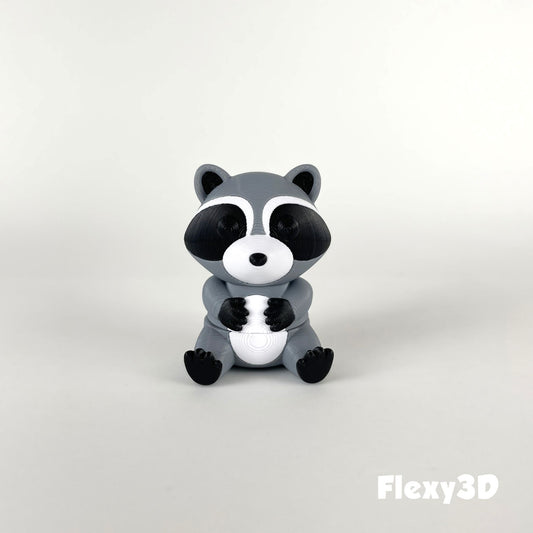Süßer 3D-gedruckter Waschbär als Schlüsselanhänger – Bewegliches Flexi-Tier