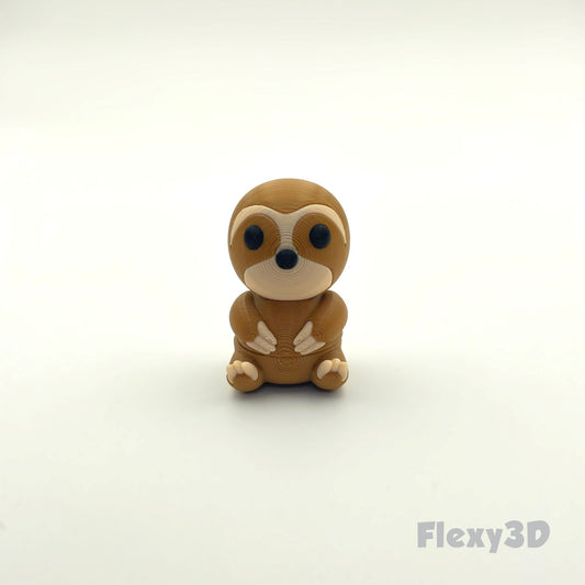 Süßes 3D-gedrucktes Faultier als Schlüsselanhänger – Bewegliches Flexi-Tier