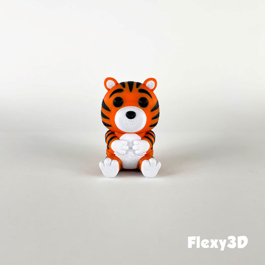 Süßer 3D-gedruckter Tiger als Schlüsselanhänger – Bewegliches Flexi-Tier