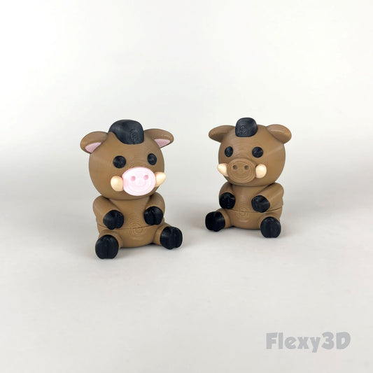 Süßes 3D-gedrucktes Wildschwein als Schlüsselanhänger – Bewegliches Flexi-Tier