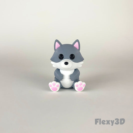 Süßer 3D-gedruckter Wolf als Schlüsselanhänger – Bewegliches Flexi-Tier