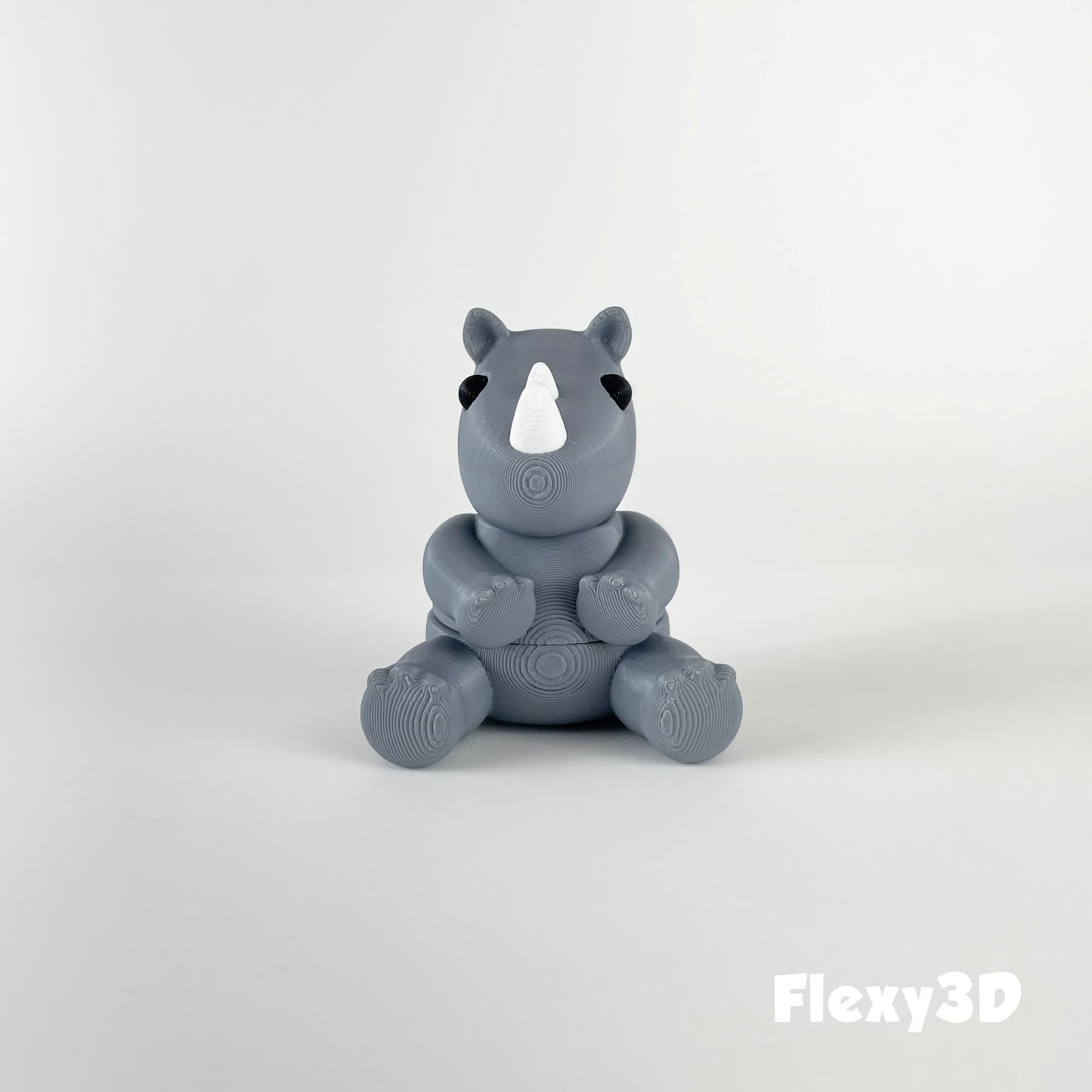 Süßes 3D-gedrucktes Nashorn als Schlüsselanhänger – Bewegliches Flexi-Tier