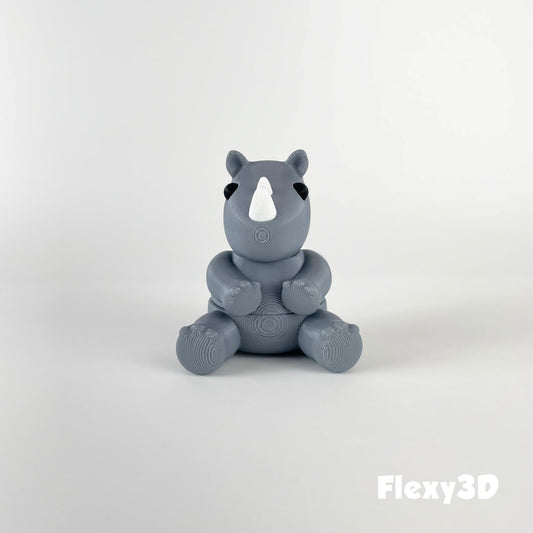 Süßes 3D-gedrucktes Nashorn als Schlüsselanhänger – Bewegliches Flexi-Tier