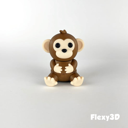 Süßer 3D-gedruckter Affe als Schlüsselanhänger – Bewegliches Flexi-Tier
