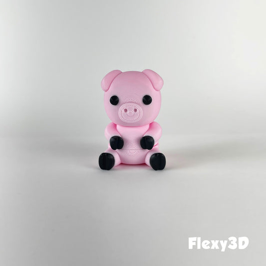 Süßes 3D-gedrucktes Schwein als Schlüsselanhänger – Bewegliches Flexi-Tier