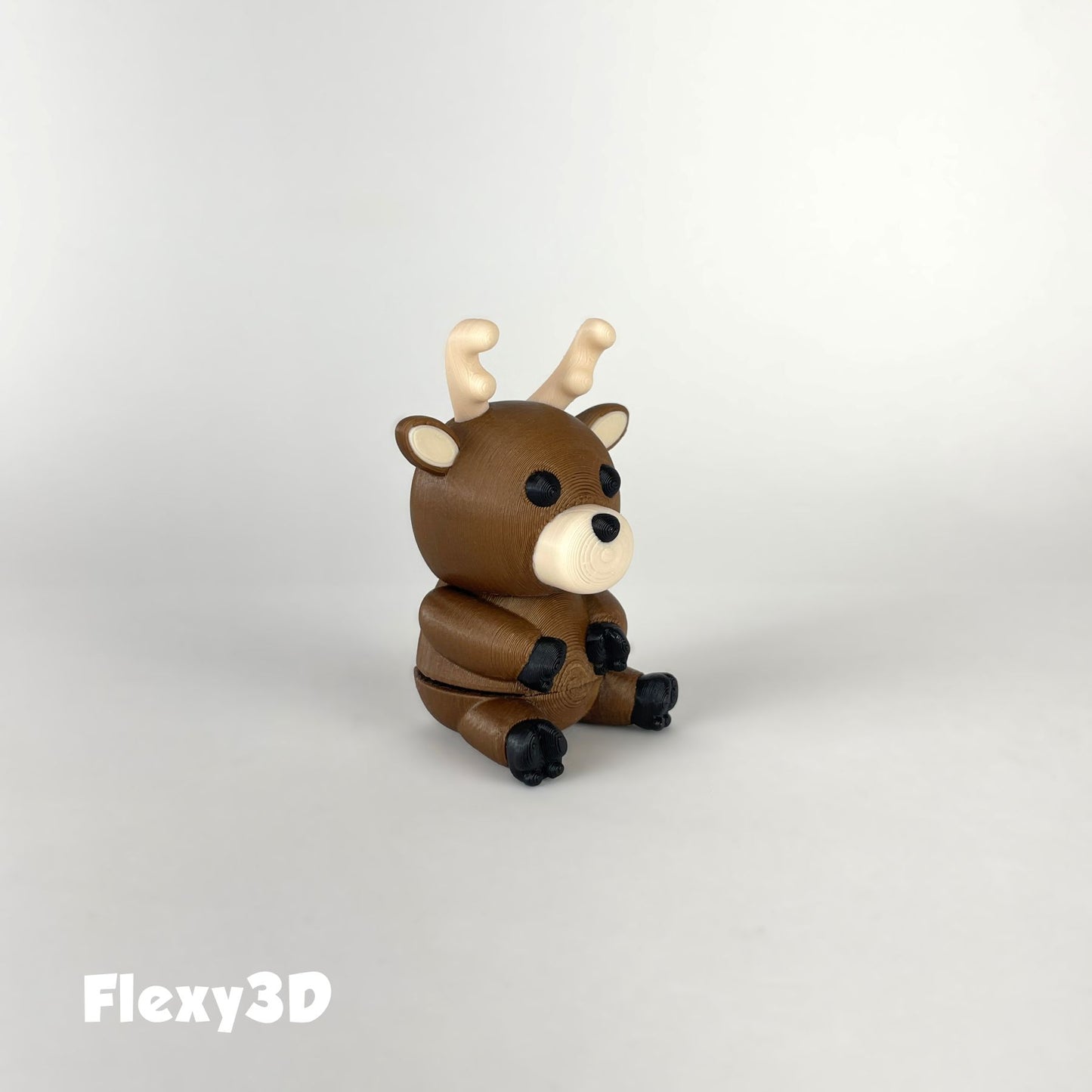 Süßes 3D-gedrucktes Rentier als Schlüsselanhänger – Bewegliches Flexi-Tier