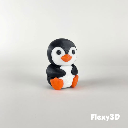Süßer 3D-gedruckter Pinguin als Schlüsselanhänger – Bewegliches Flexi-Tier