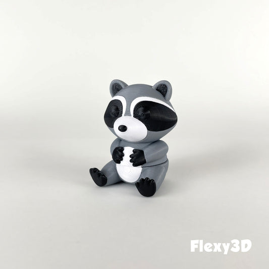 Süßer 3D-gedruckter Waschbär als Schlüsselanhänger – Bewegliches Flexi-Tier