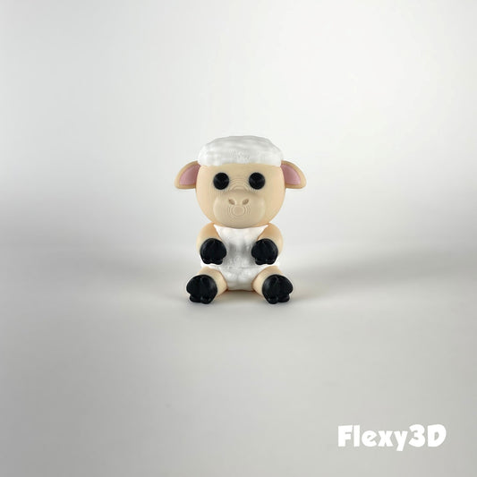 Süßes 3D-gedrucktes Schaf als Schlüsselanhänger – Bewegliches Flexi-Tier