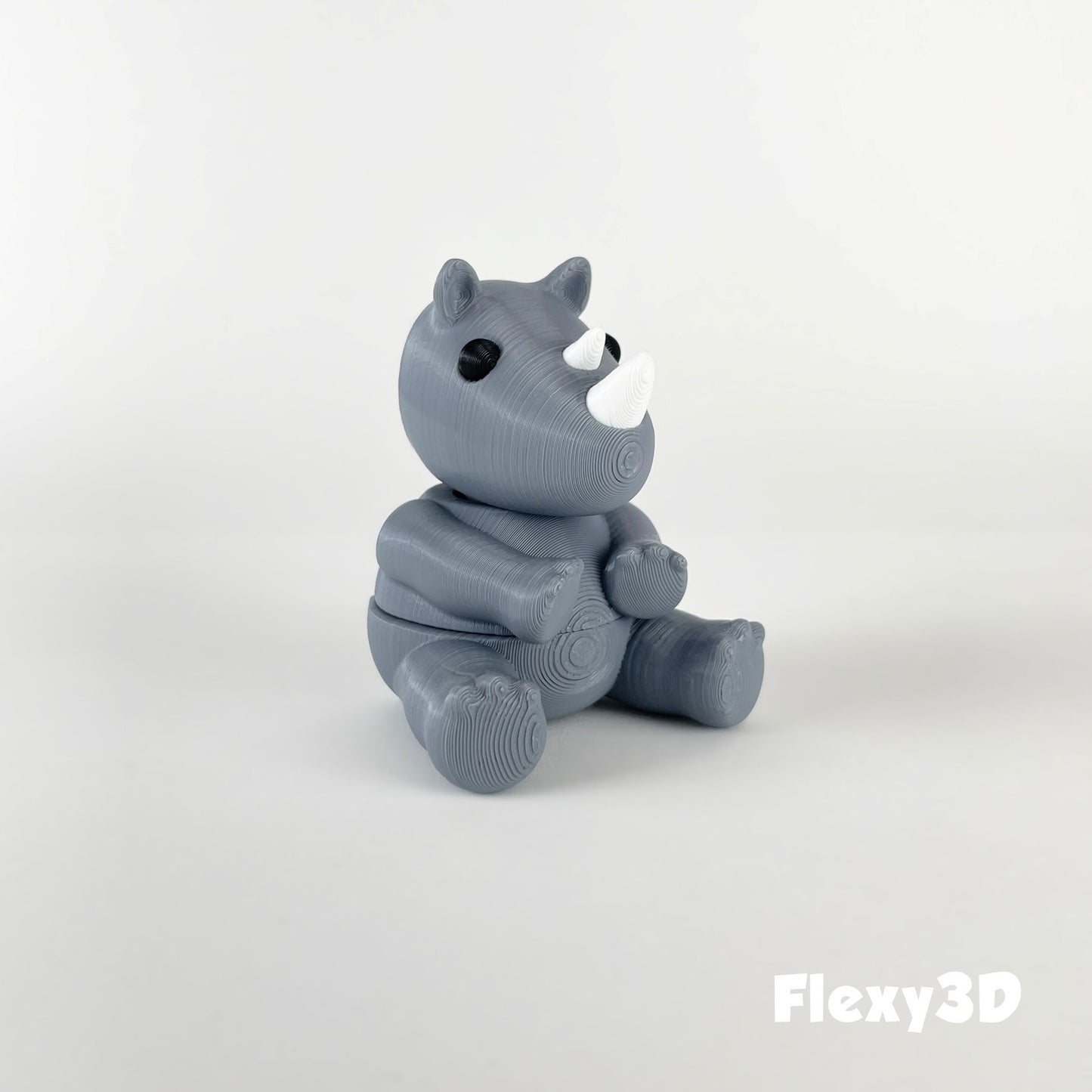 Süßes 3D-gedrucktes Nashorn als Schlüsselanhänger – Bewegliches Flexi-Tier