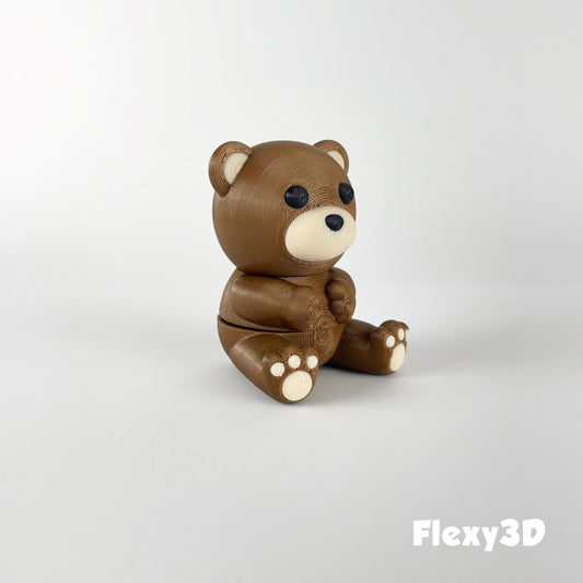 Süßer 3D-gedruckter Braunbär als Schlüsselanhänger – Bewegliches Flexi-Tier