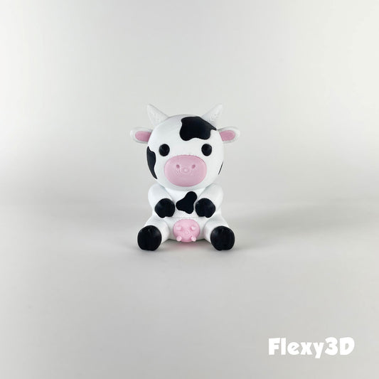 Süße 3D-gedruckte Kuh als Schlüsselanhänger – Bewegliches Flexi-Tier