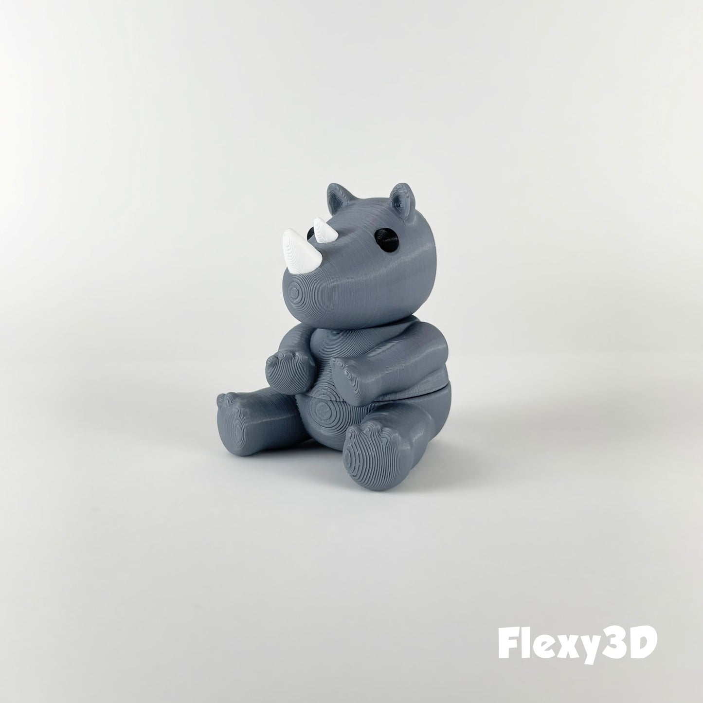 Süßes 3D-gedrucktes Nashorn als Schlüsselanhänger – Bewegliches Flexi-Tier