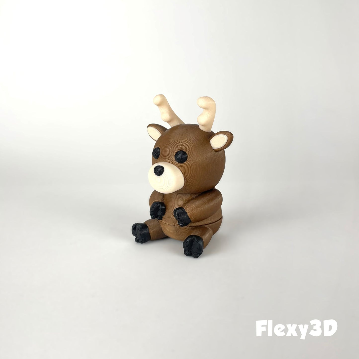 Süßes 3D-gedrucktes Rentier als Schlüsselanhänger – Bewegliches Flexi-Tier