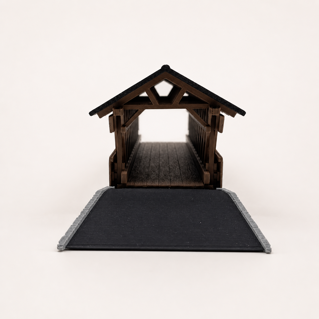 Überdachte Holzbrücke H0 – 3D-Druck Bausatz für Modellbahn