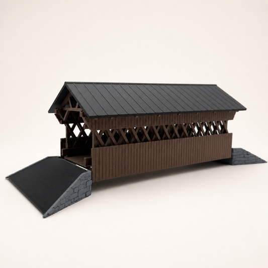 Überdachte Holzbrücke H0 – 3D-Druck Bausatz für Modellbahn